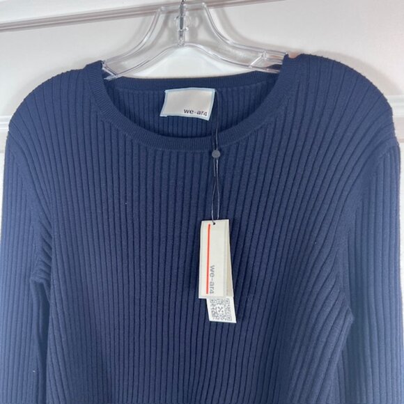 we-ar4 The Mercer Knit Navy Ribbed Crewneck Sweater Size L NWT - Picture 3 of 8